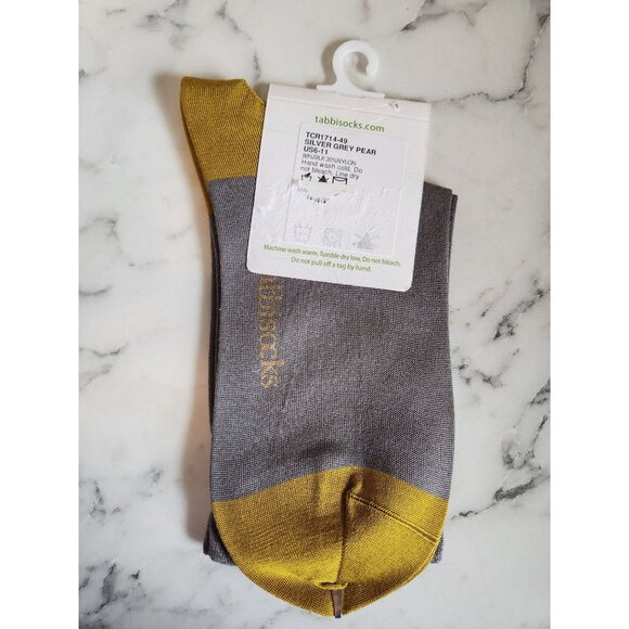 Tabbisocks Silver Grey & Pear Crew Socks US6-11 80% Silk Lightweight & Soft - Picture 2 of 3